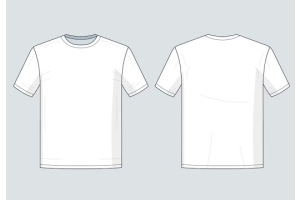 voor- en achterzijde van een wit T-shirt