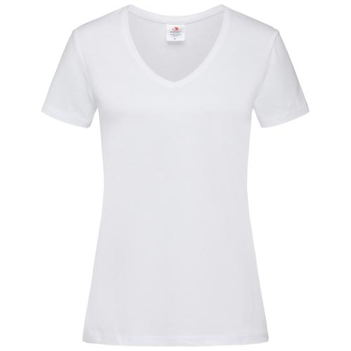 T-shirt Classic-V Woman wit,2xl