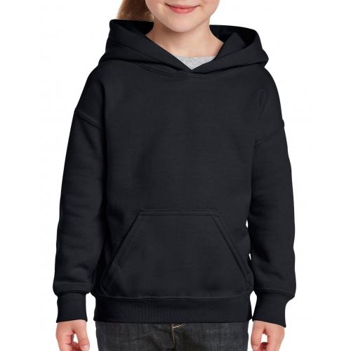 Gildan sweater met capuchon kids zwart,l