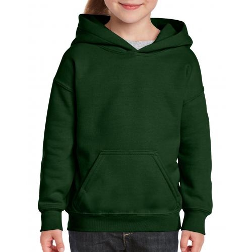 Gildan sweater met capuchon kids forest green,l