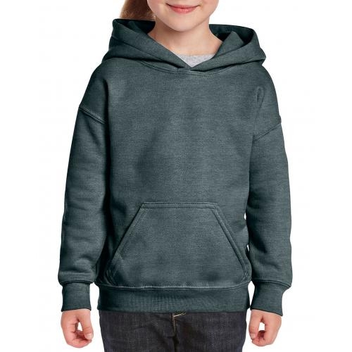 Gildan sweater met capuchon kids dark heather,l