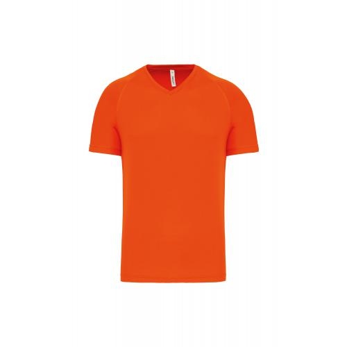 Heren sport T-shirt V-hals fluor oranje,3xl