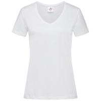 T-shirt Classic-V Woman wit,2xl