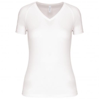 Dames sport-T-shirt V-hals wit,l