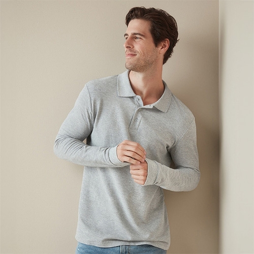 Stedman polo longsleeve grey heather,l