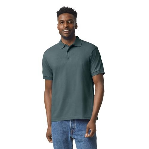 Gilden dryblend adult jersey polo dark heather,l