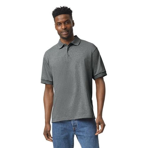 Gilden dryblend adult jersey polo graphite heather,l