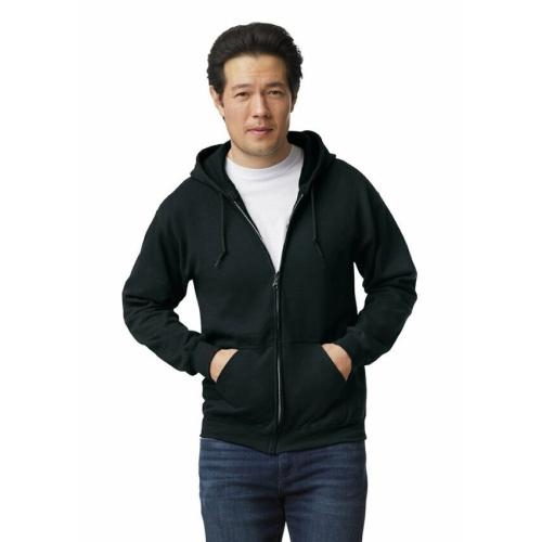 Gildan hooded zip sweater zwart,l