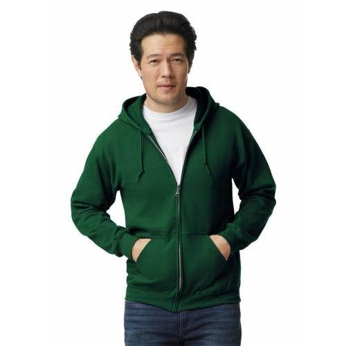 Gildan hooded zip sweater forest green,l