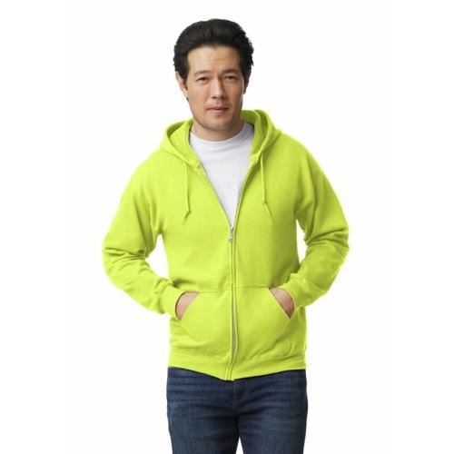 Gildan hooded zip sweater safety green,l