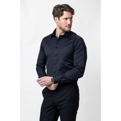 GB01 twill overhemd regular heren zwart,3xl