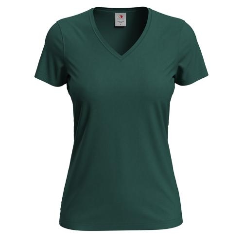 T-shirt Classic-V Woman bottle green,l