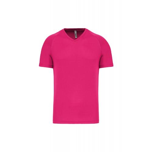 Heren sport T-shirt V-hals fuchsia,3xl