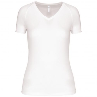 Dames sport-T-shirt V-hals wit,l